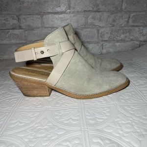 Splendid Light Gray Suede and Smooth Leather Mules with Open Back